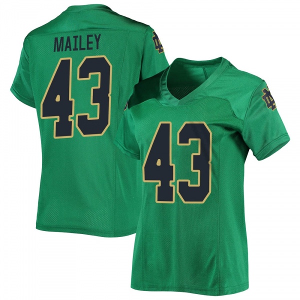 Greg Mailey Notre Dame Fighting Irish NCAA Women's #43 Green Replica College Stitched Football Jersey ORJ8655BA